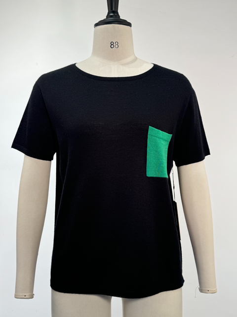 Wool and Silk Blend Seamless Short-Sleeve Top
