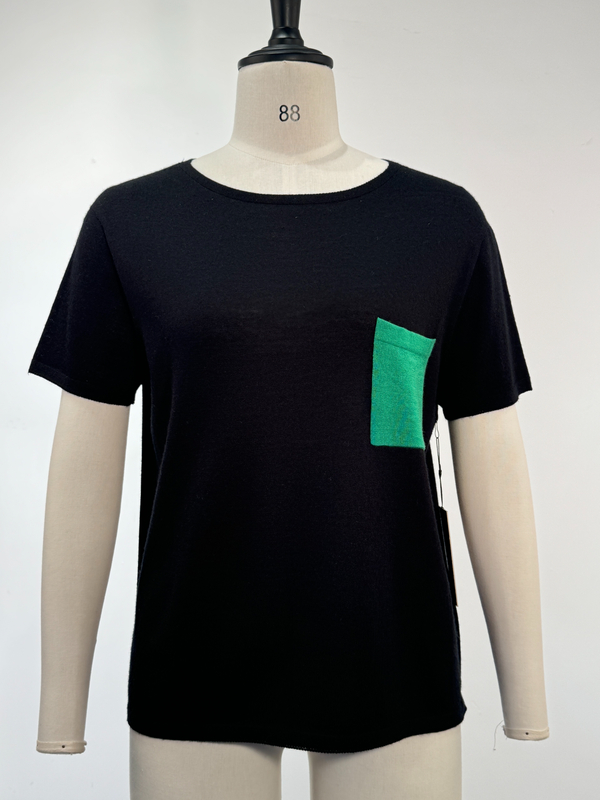Wool and Silk Blend Seamless Short-Sleeve Top