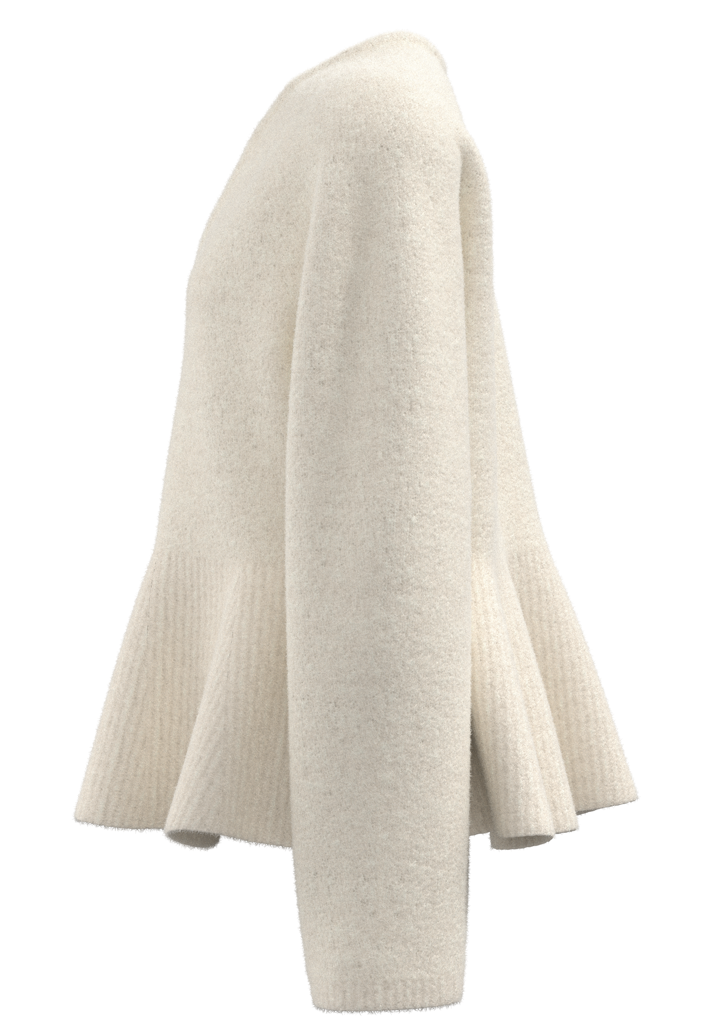 Women's V-Neck Leg-of-Mutton Sleeve Cinched-Waist Ruffle Hem Sweater