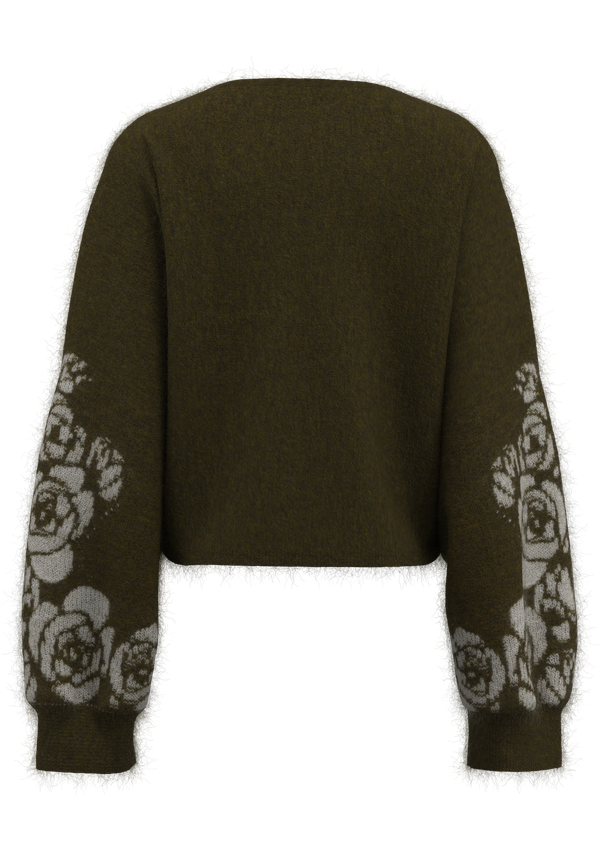 بلوفر جاكار نسائي مكشوف الكتفين