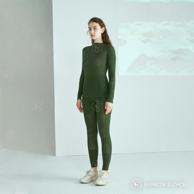 Women Merino Wool Ski Sets Seamless Base Layer