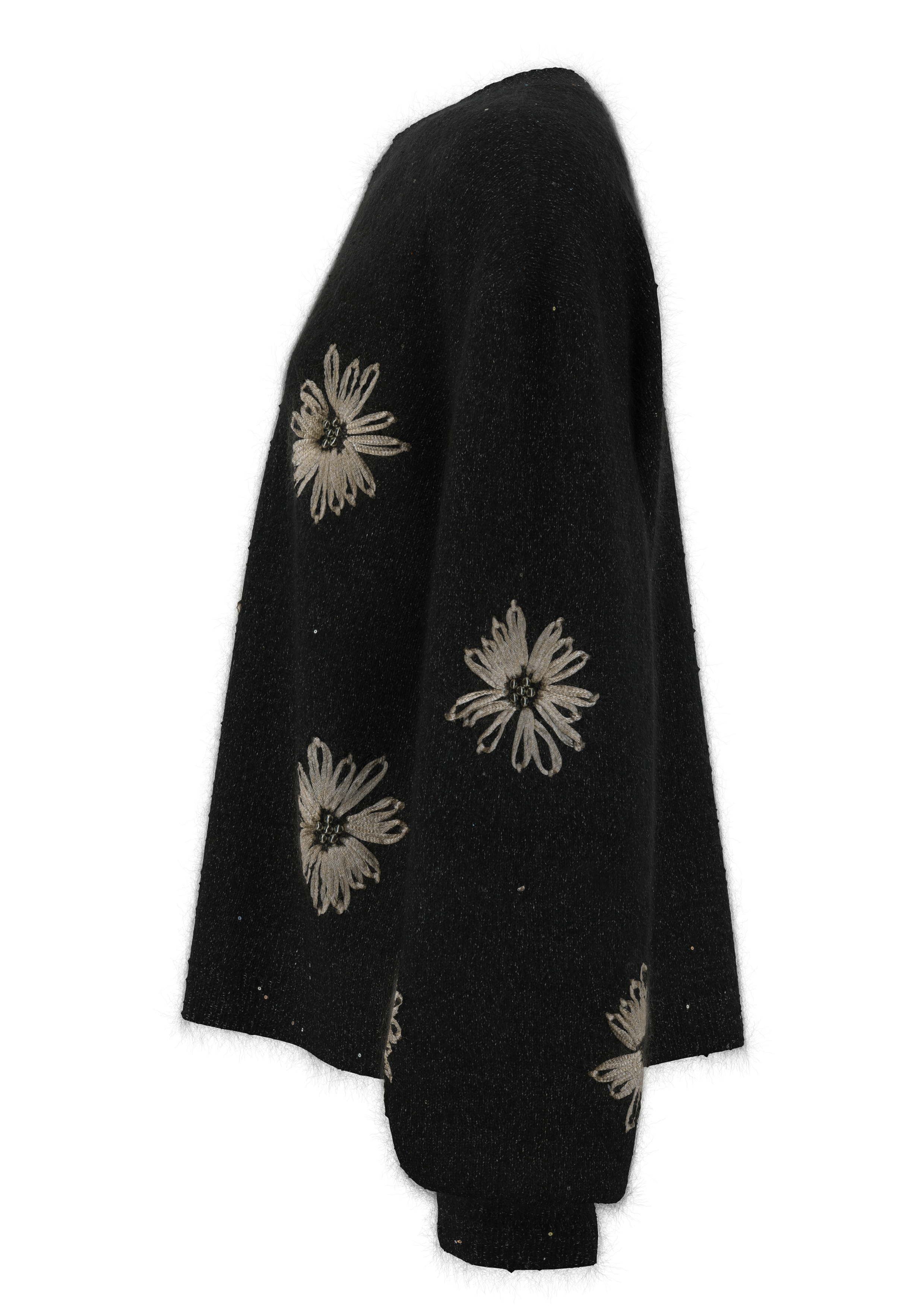  Women's Crew-Neck Hand-Crocheted Embroidered Pullove