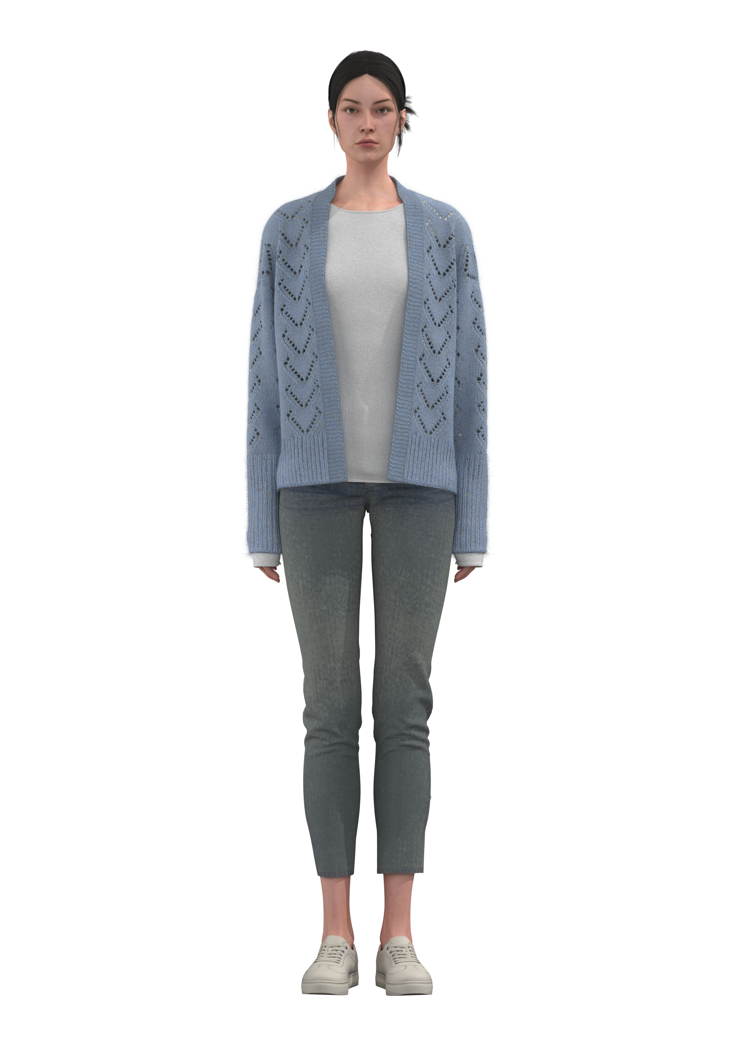 Women's Diamond-Pattern Openwork Knit Cardigan