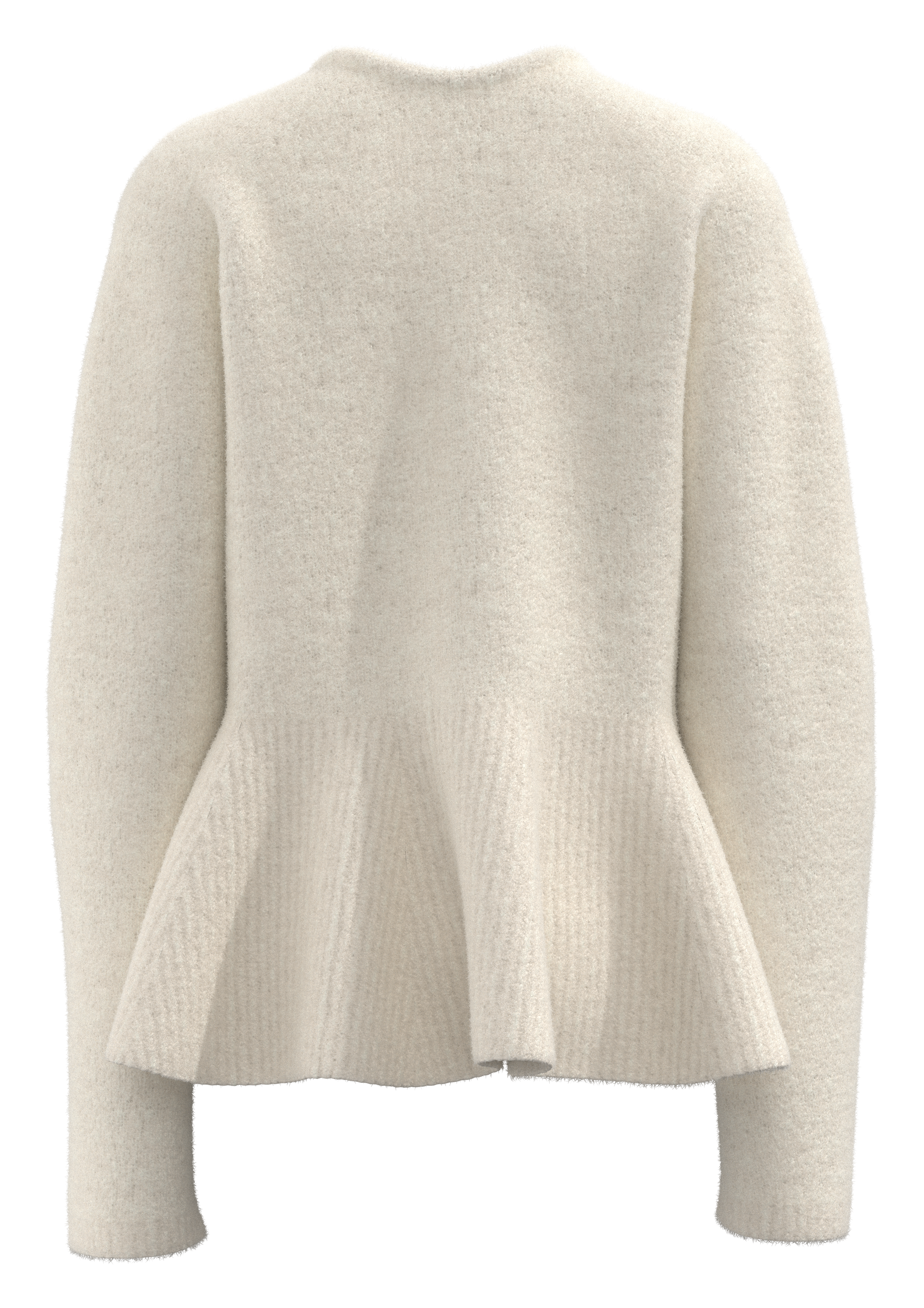 Women's V-Neck Leg-of-Mutton Sleeve Cinched-Waist Ruffle Hem Sweater