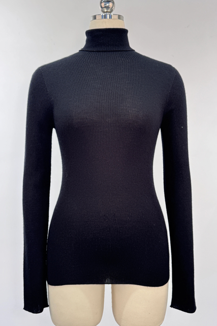  Cashmere and Silk Women's Seamless Turtleneck Layering Top