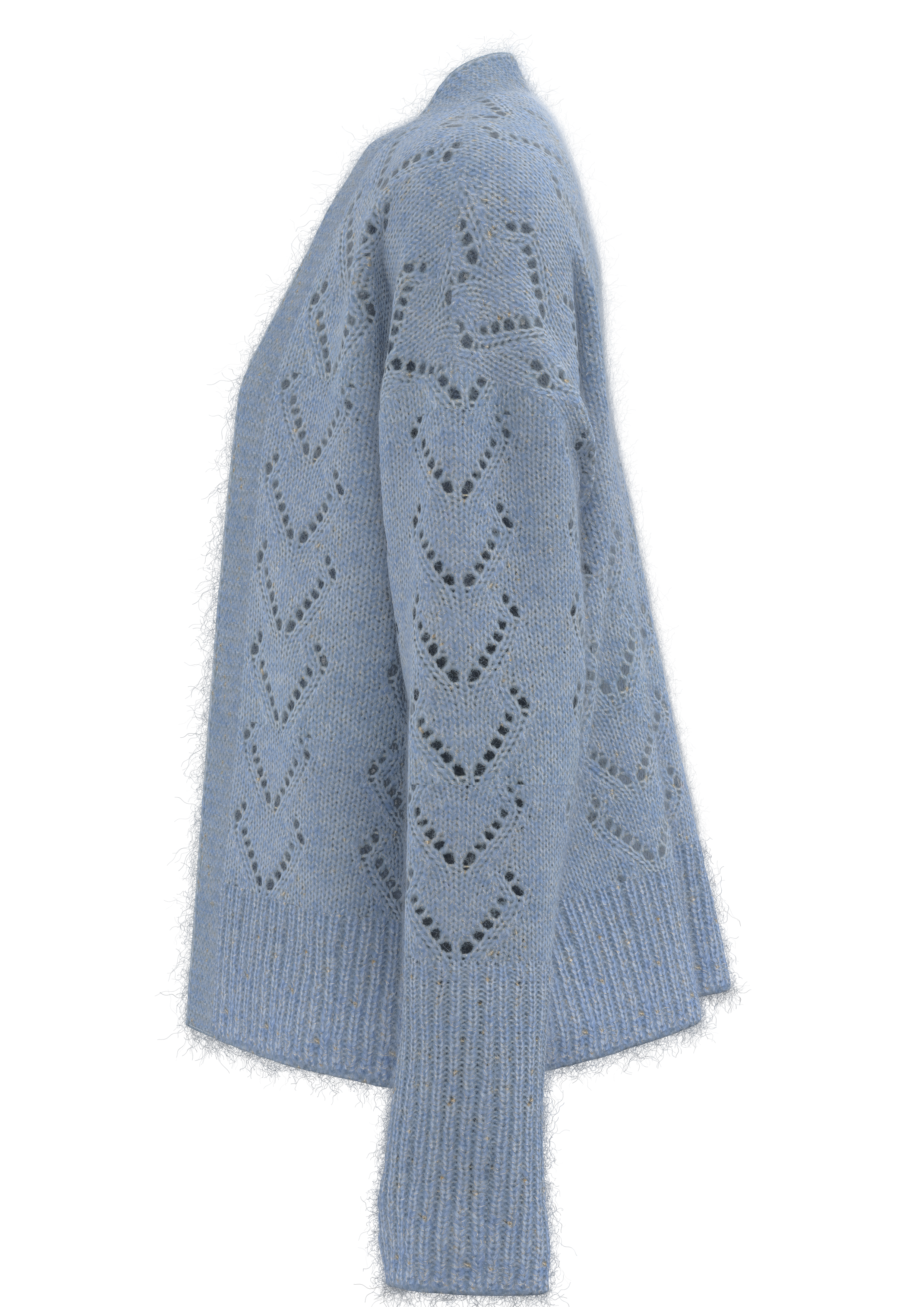 Women's Diamond-Pattern Openwork Knit Cardigan