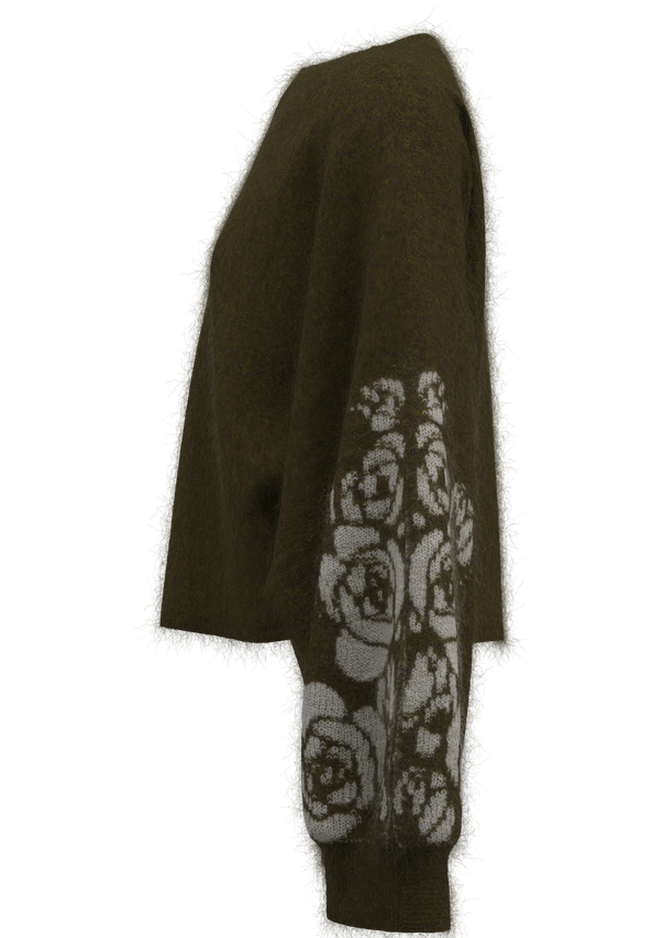 Women's crew neck jacquard pullover sweater