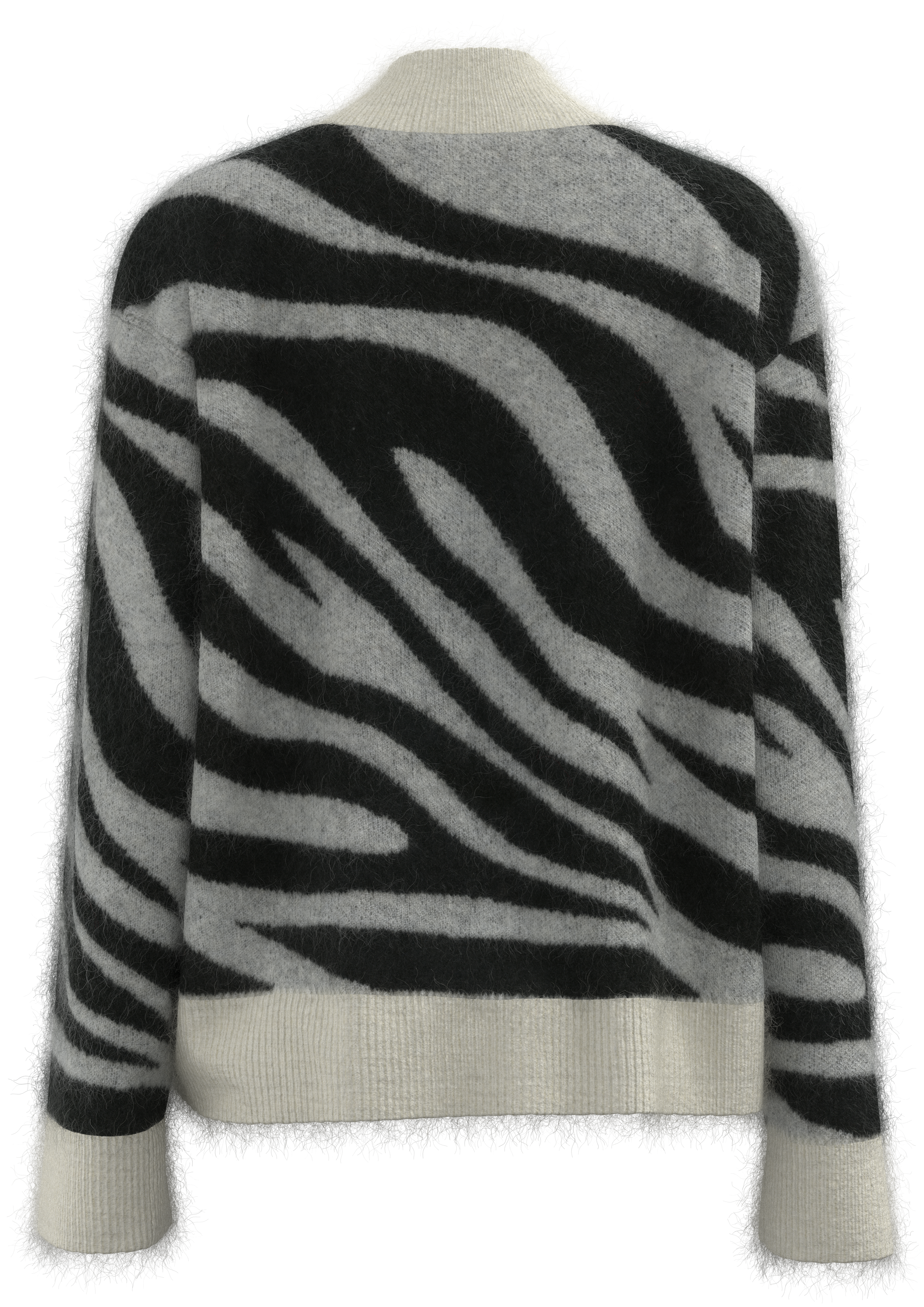 Women's Mock Neck Zebra Print Pullover