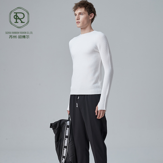 MEN'S O NECK Structured Thermolite Heating Pullover OUTDOOR SEAMLESS SWEATER