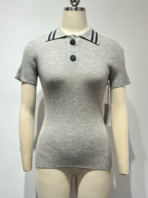 Cashmere and Silk Women's Polo - Style Seamless Top