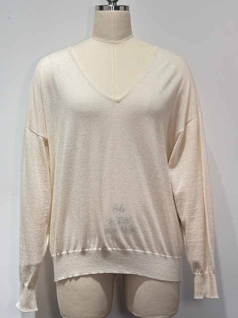100% Cashmere Seamless V-Neck Basic Style