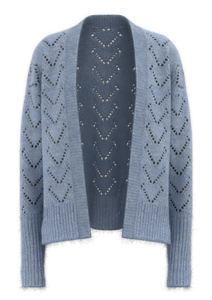 Women's Diamond-Pattern Openwork Knit Cardigan