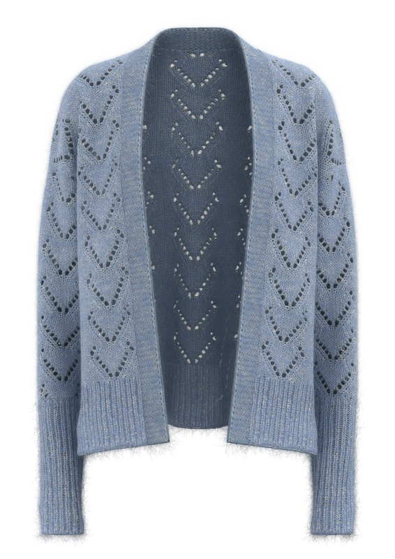 Women's Diamond-Pattern Openwork Knit Cardigan