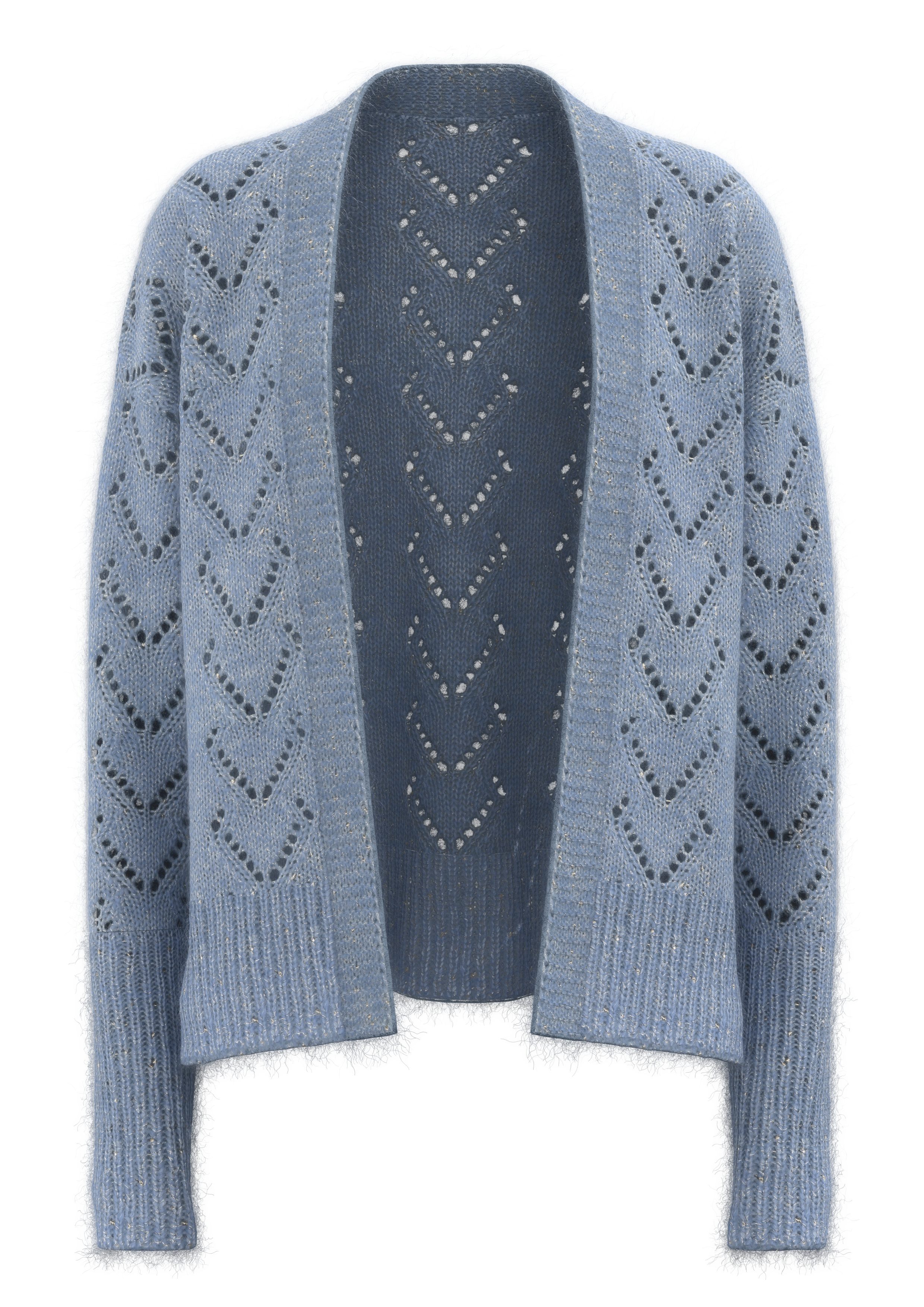 Women's Diamond-Pattern Openwork Knit Cardigan