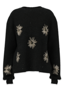  Women's Crew-Neck Hand-Crocheted Embroidered Pullove