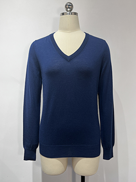 Women's Basic Wool V-Neck Sweatshirt