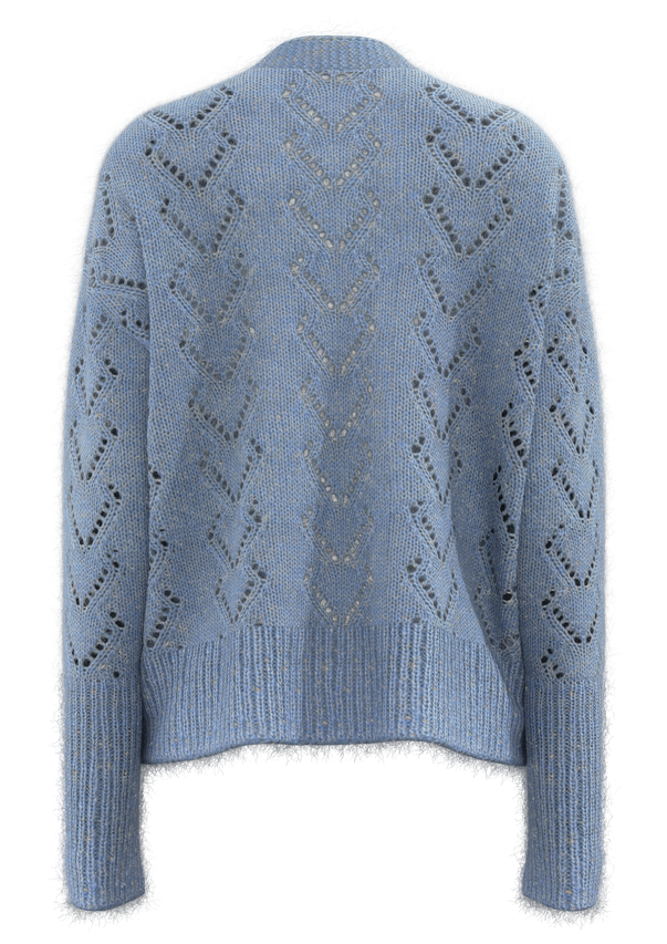 سترة نسائية منسوجة مخرمة بنمط ماسي