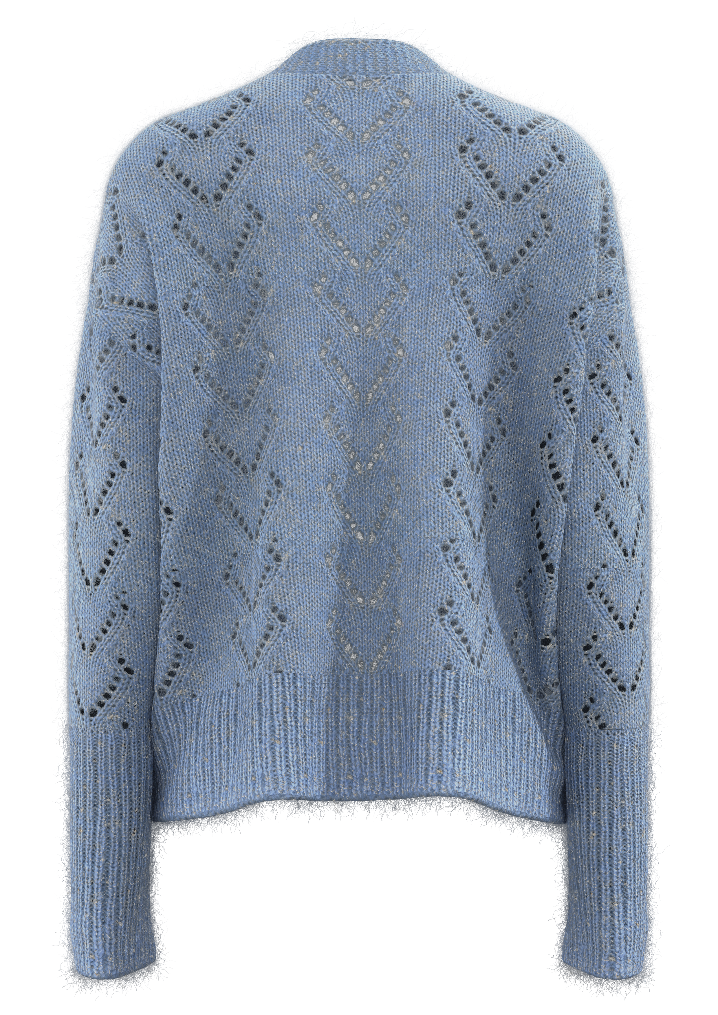 Women's Diamond-Pattern Openwork Knit Cardigan