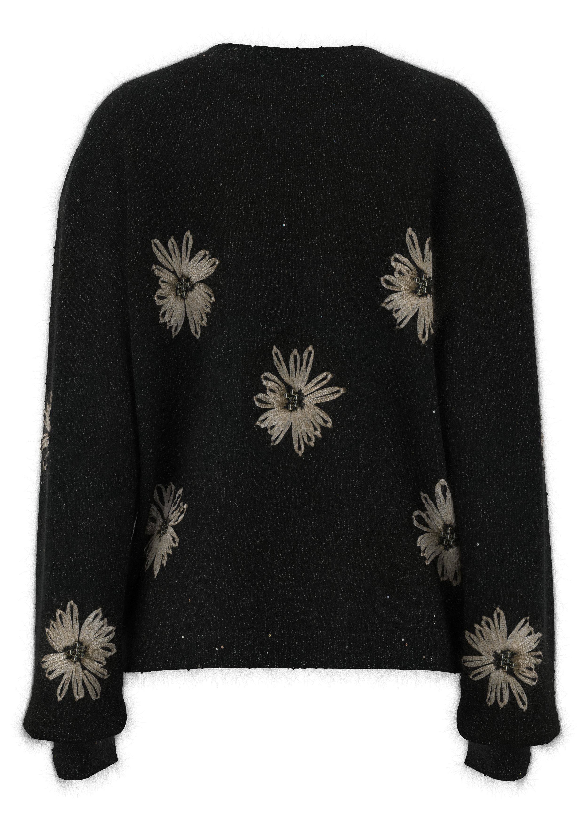  Women's Crew-Neck Hand-Crocheted Embroidered Pullove