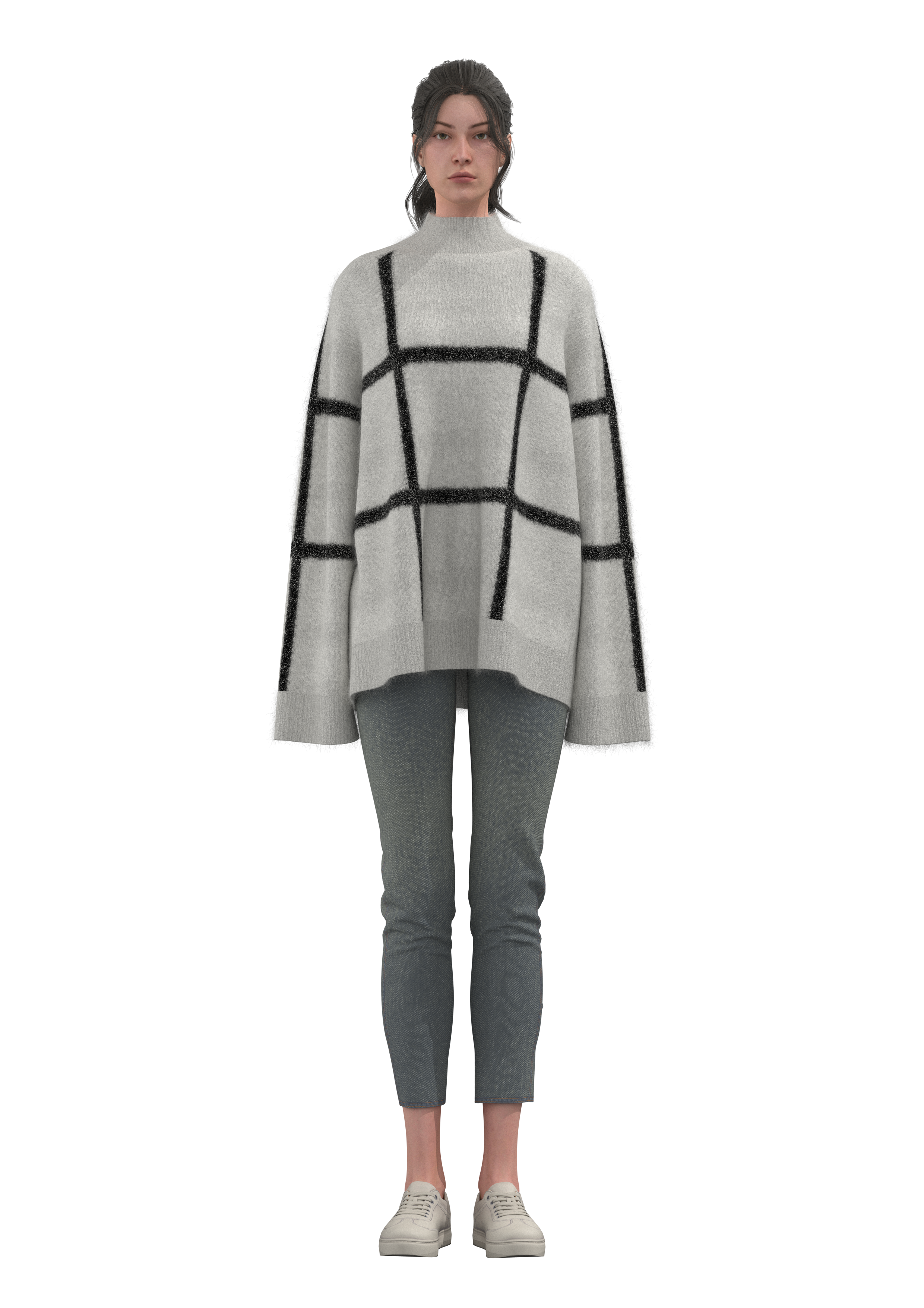 Women's Mock Neck Plaid Pullover