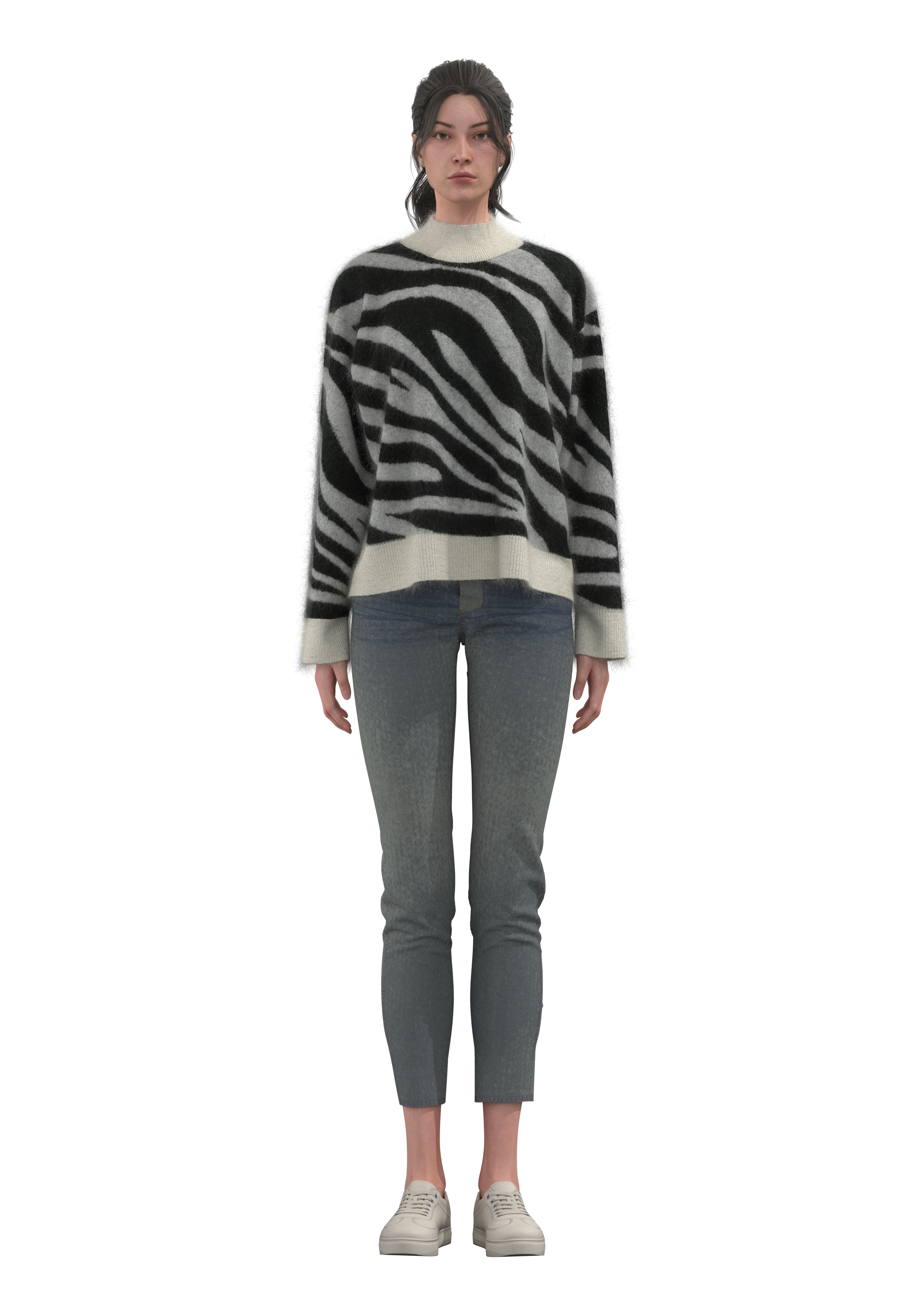 Women's Mock Neck Zebra Print Pullover