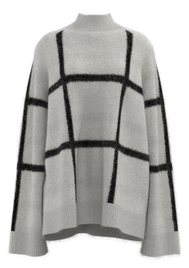 Women's Mock Neck Plaid Pullover