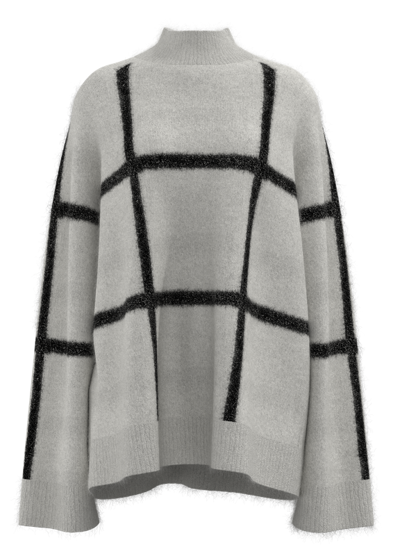 Women's Mock Neck Plaid Pullover