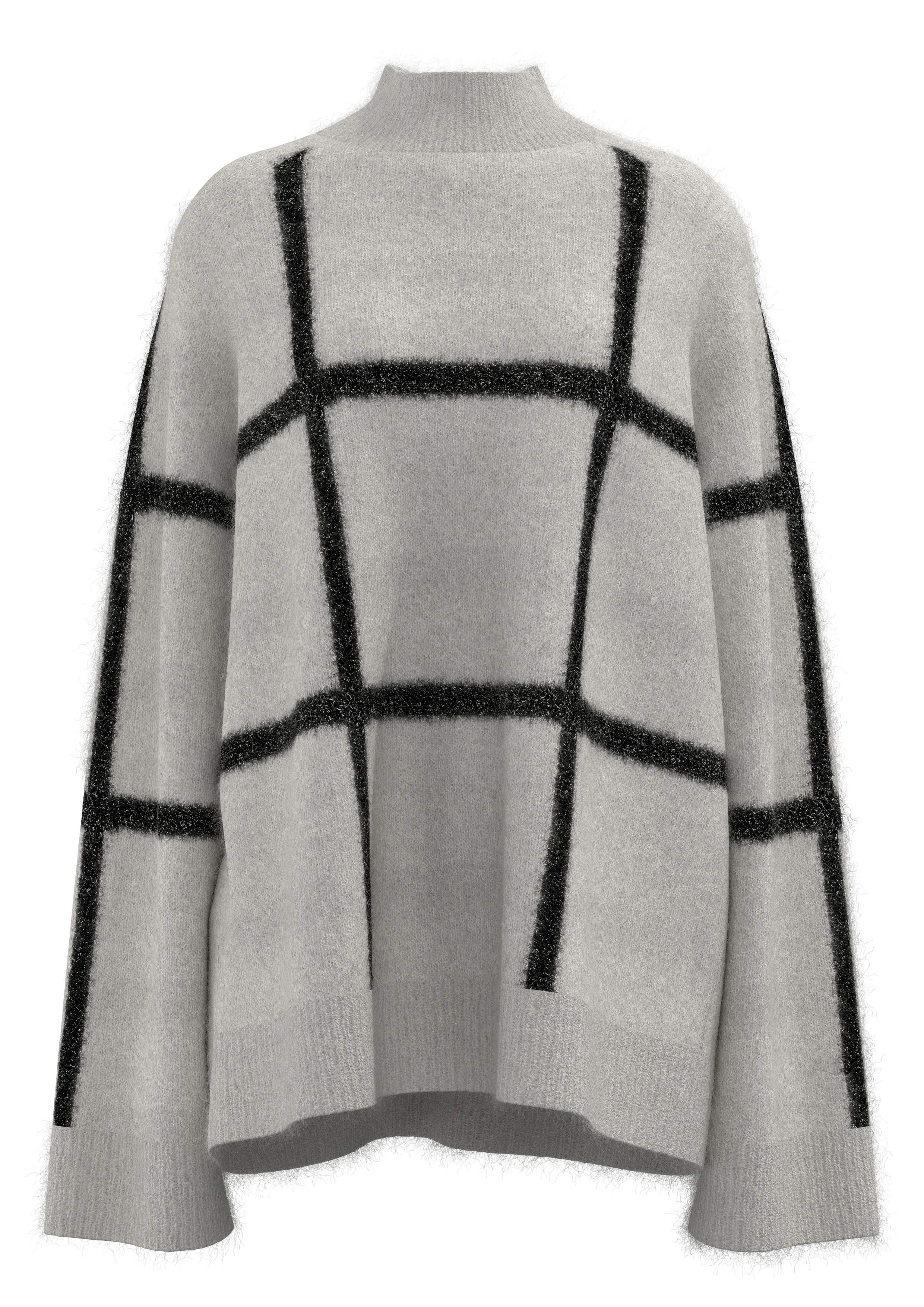 Women's Mock Neck Plaid Pullover