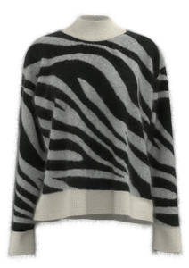 Women's Mock Neck Zebra Print Pullover