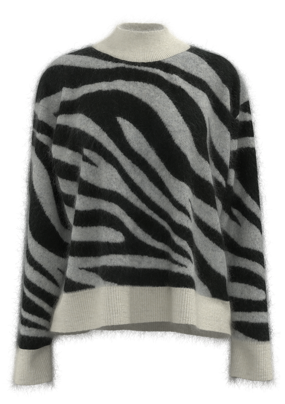 Women's Mock Neck Zebra Print Pullover