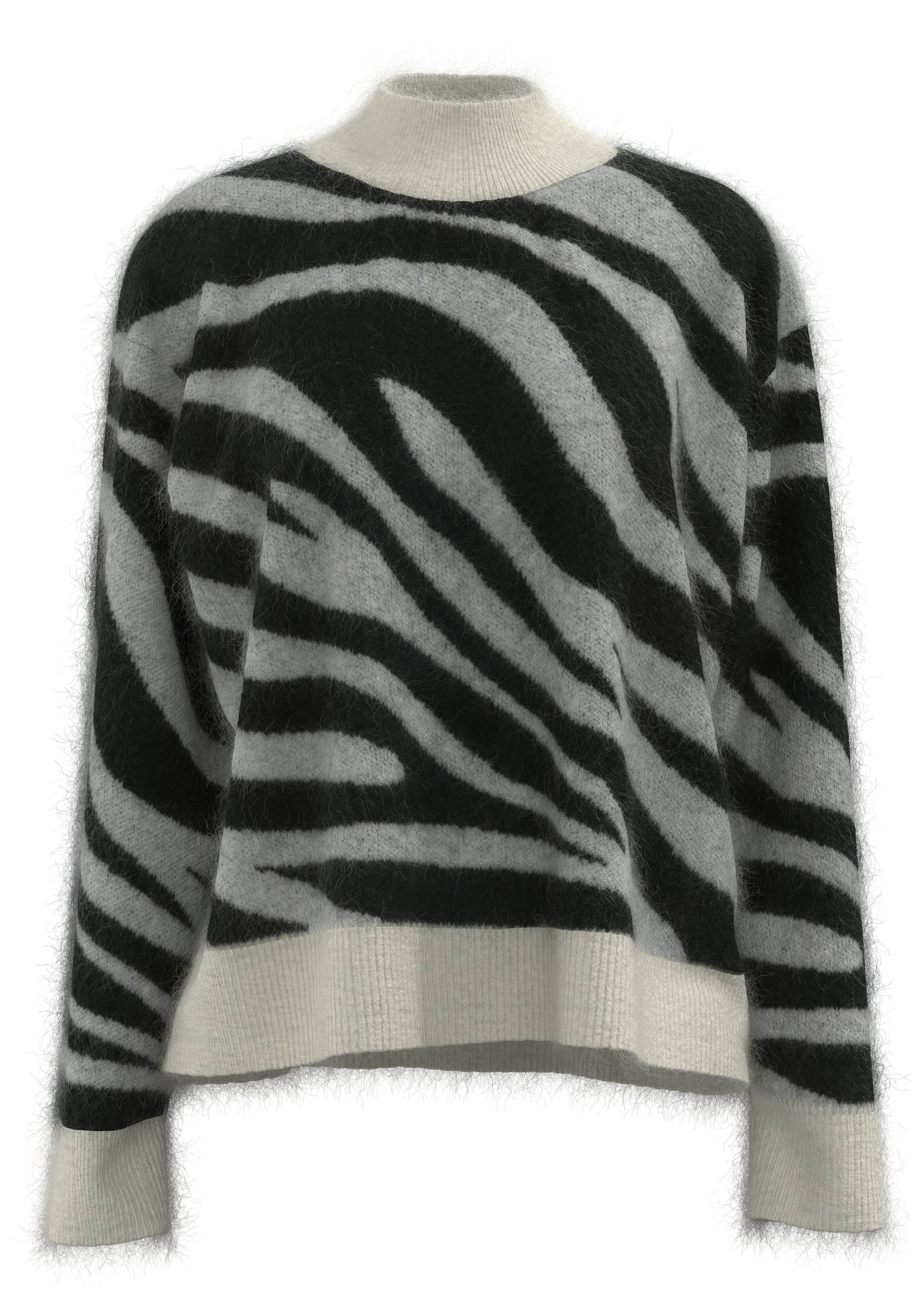 Women's Mock Neck Zebra Print Pullover