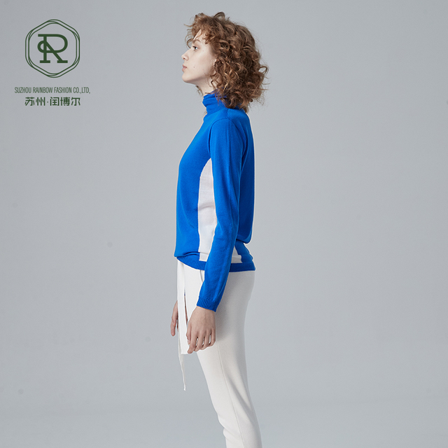 18GG Intarsia SEAMLESS Women Turtle Neck Pullover RWS WOOL 