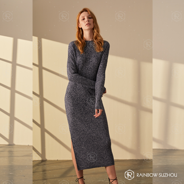 100% Merino Wool 3D Knitted Seamless Woman Dress