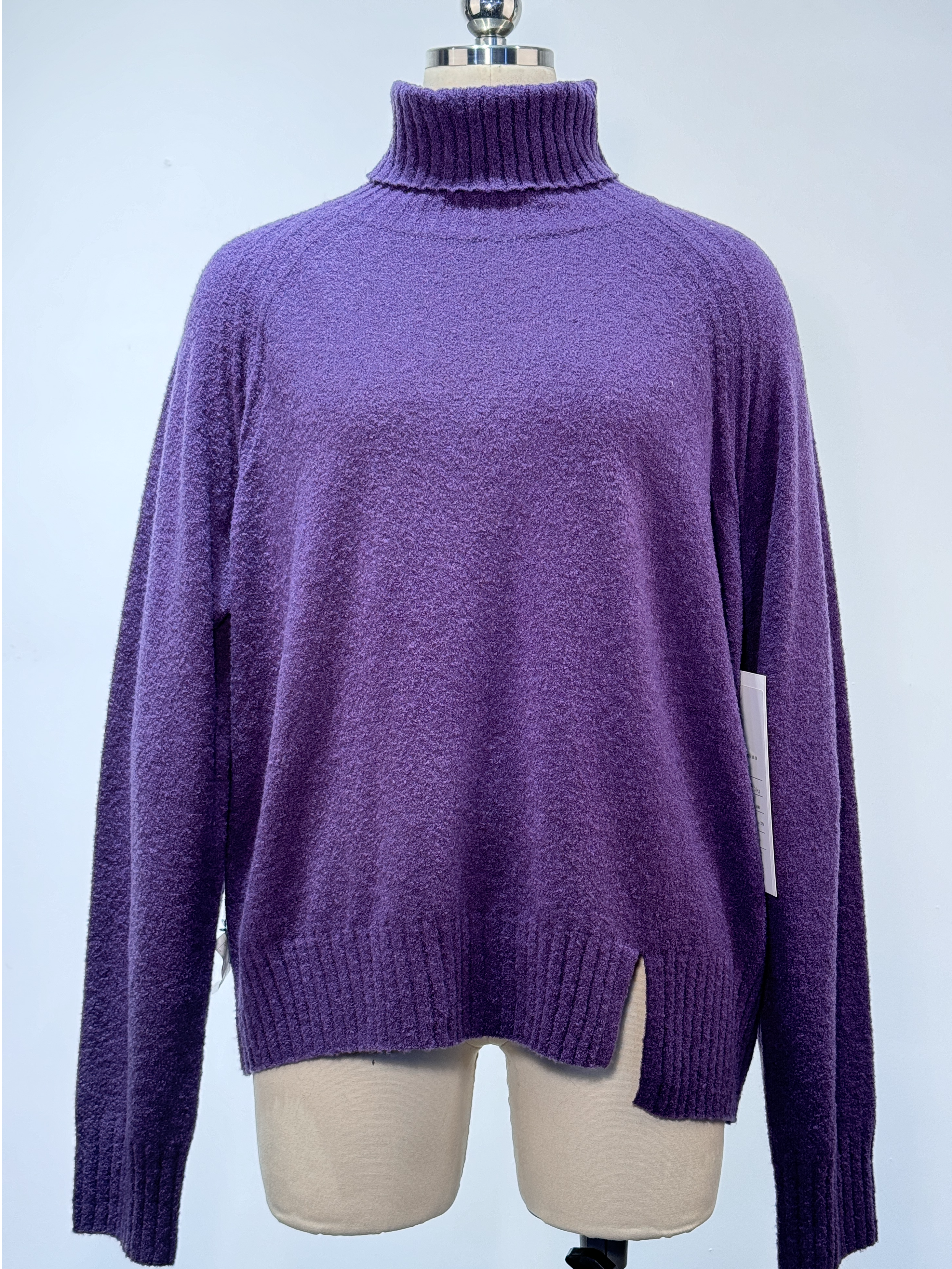 Raglan Sleeve Turtleneck Seamless Knit Pullover