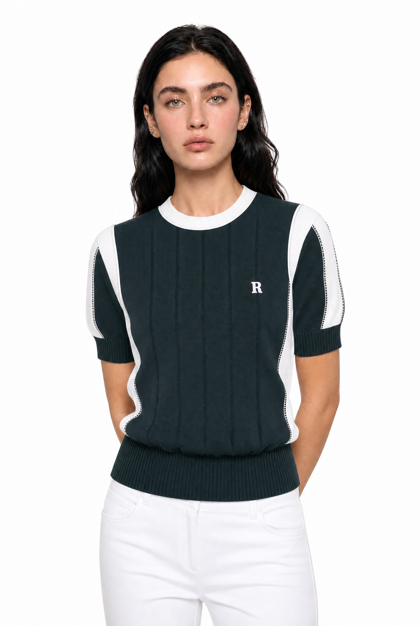 Women's golf dark green short-sleeve top