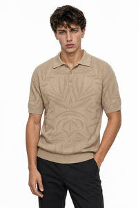 Men's golf khaki short-sleeve top