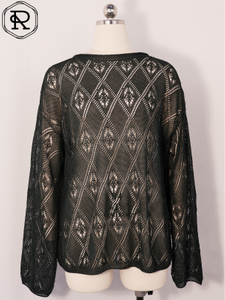 Diamond Geo-Pointelle Langarm-Strickoberteil