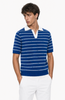 Men's golf top with blue and white stripes