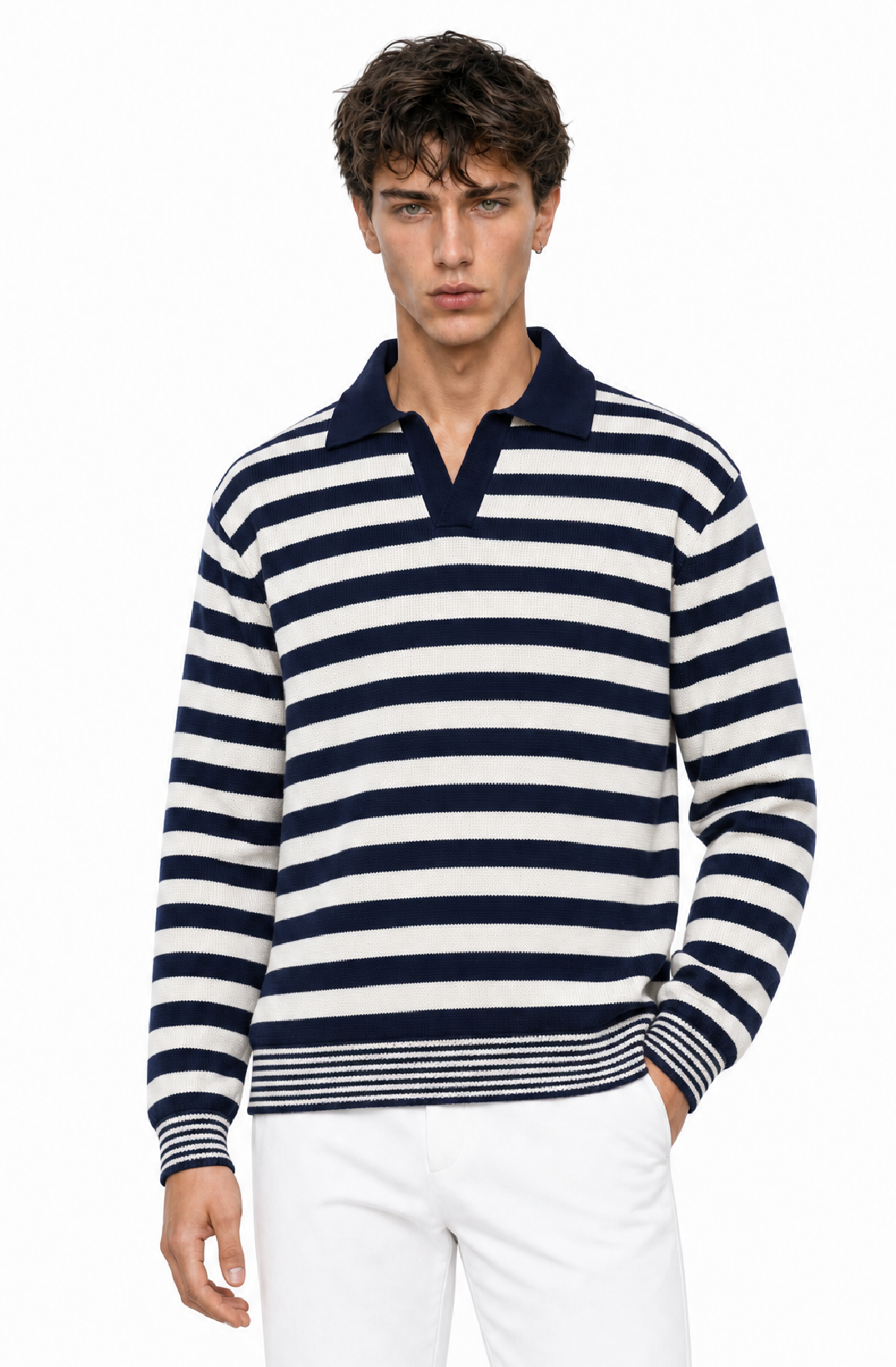 Men's golf striped top